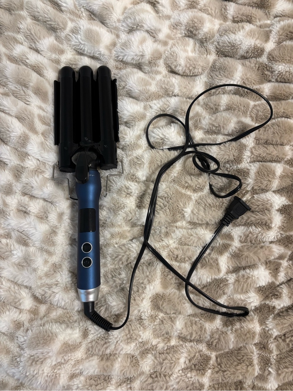 Triple Barrel Waver Hair Styling Iron - Blue and Black